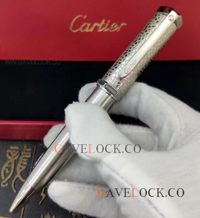 New Arrival Cartier Santos Dumont Ballpoint Pen All Silver
